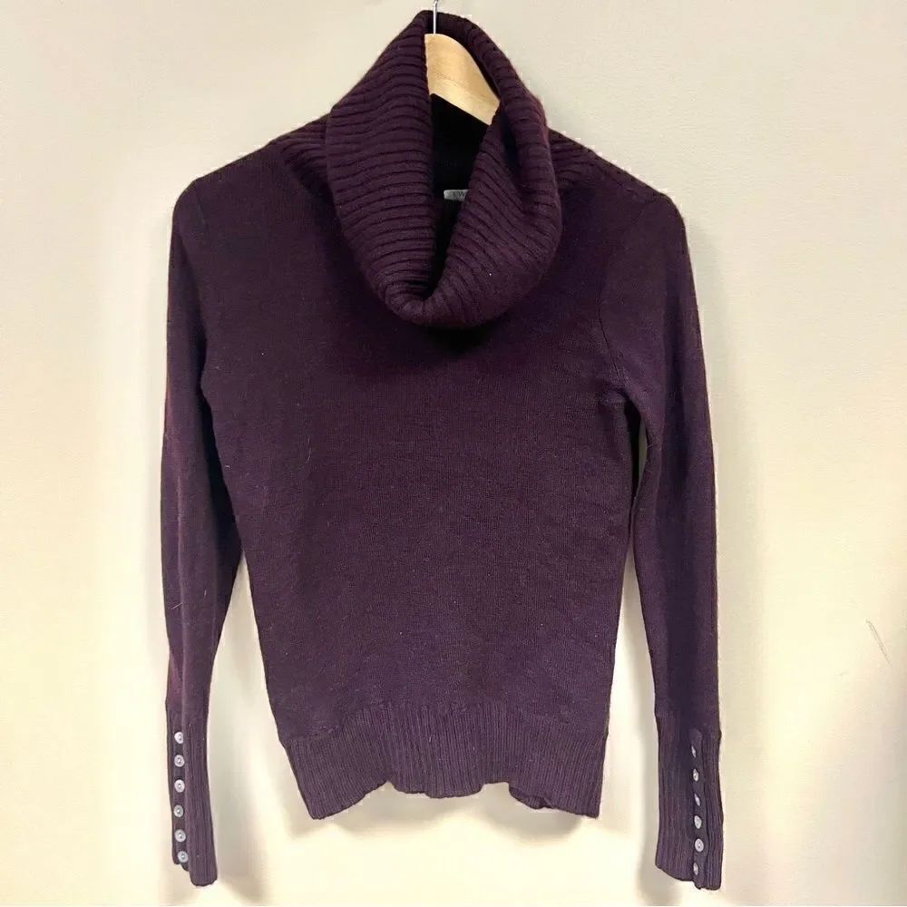 - Tweeds Eggplant color Marino wool cowl neck sweater S